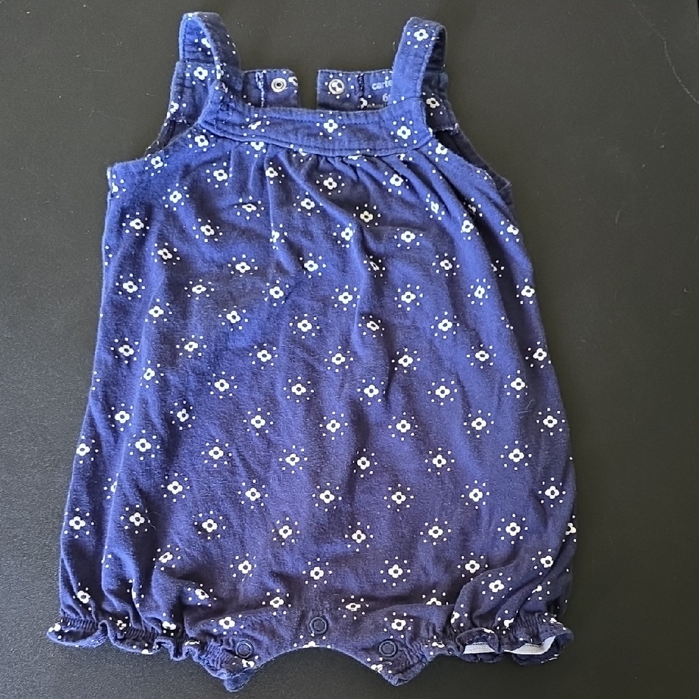 Carter's Blue Romper with White Floral Accents